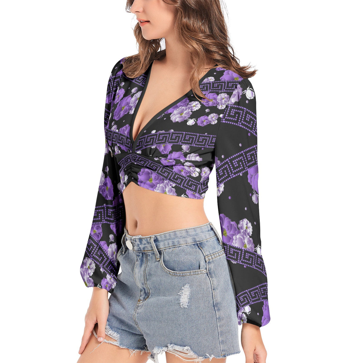 Lantern Sleeve Crop Tops-Pat Sutton Designs