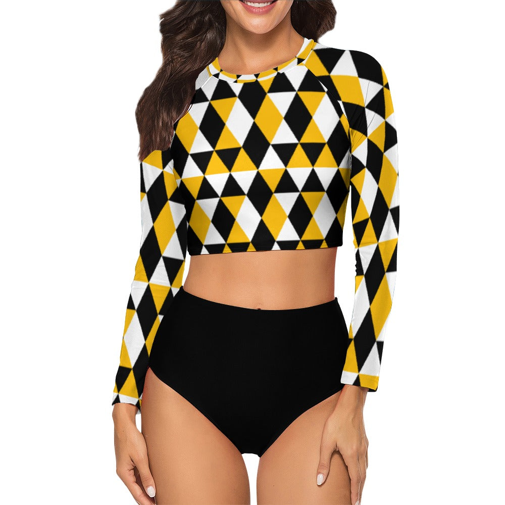 Long Sleeve Tankini- Lemon Drop-Pat Sutton Designs