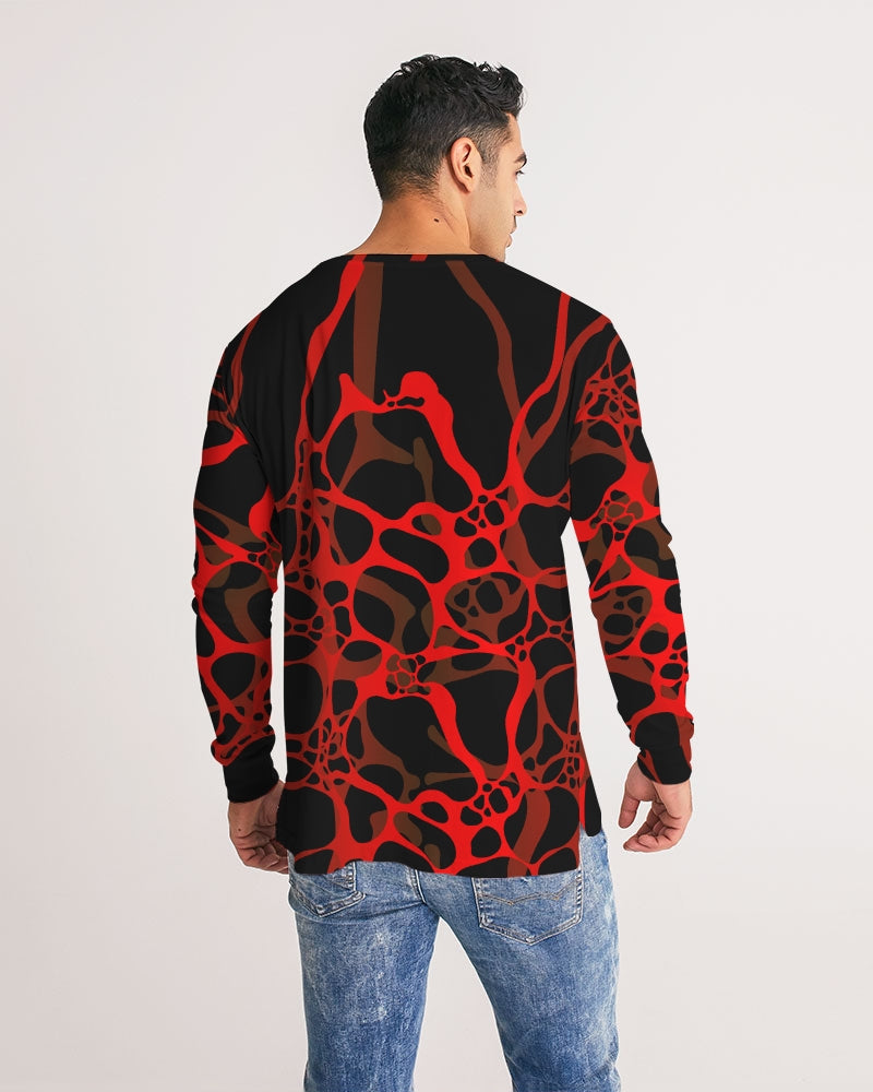 Men's Long Sleeve Tee- Flaming Red-Pat Sutton Designs