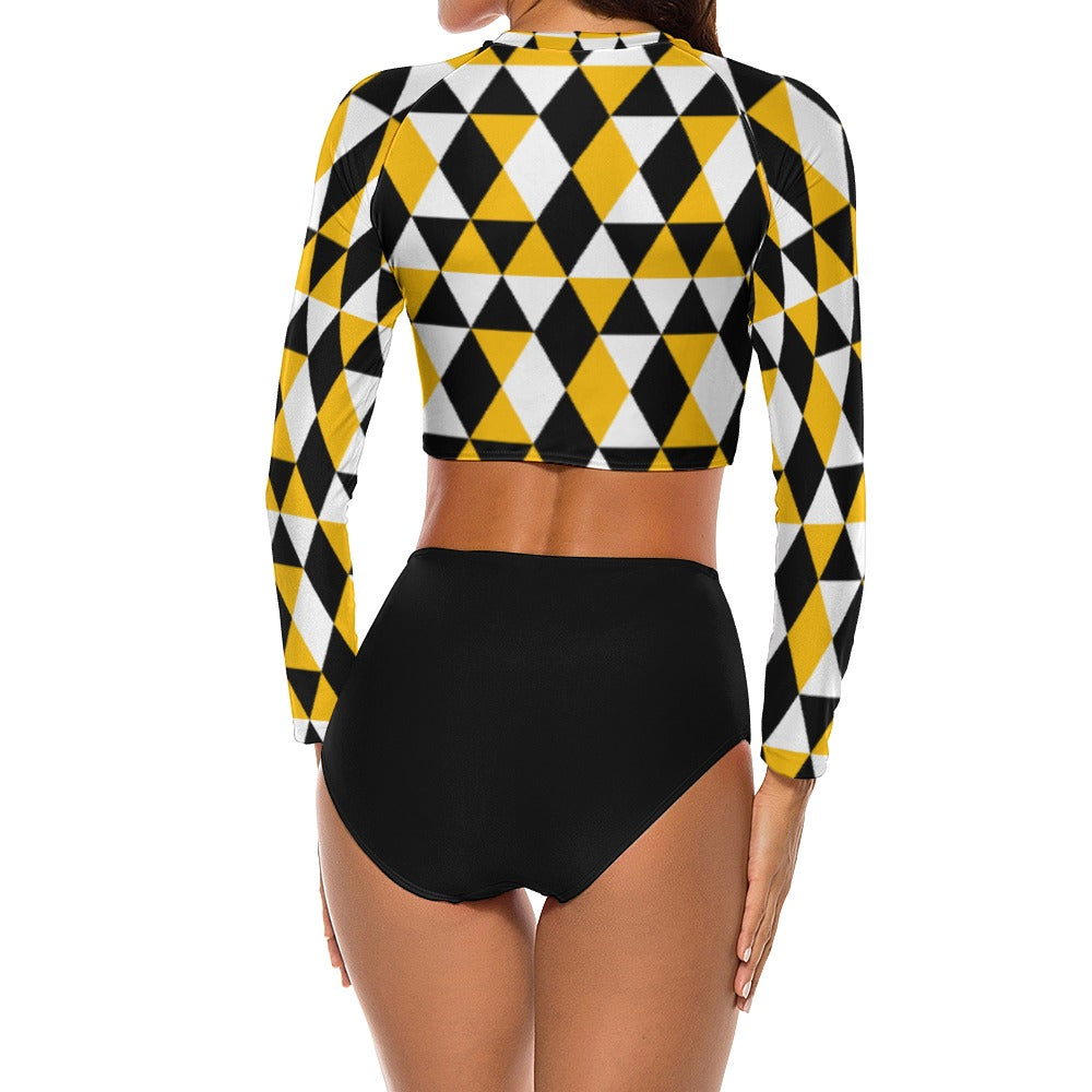 Long Sleeve Tankini- Lemon Drop-Pat Sutton Designs