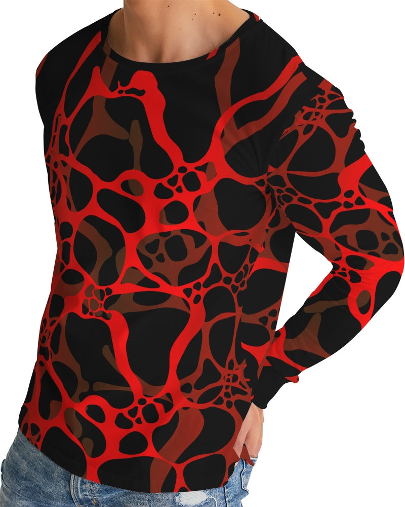 Men's Long Sleeve Tee- Flaming Red-Pat Sutton Designs