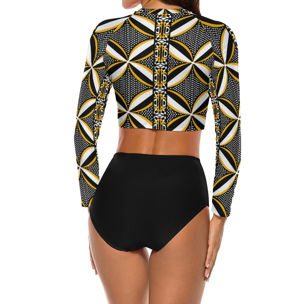 Long Sleeve Tankini- Majestic Ochre-Pat Sutton Designs