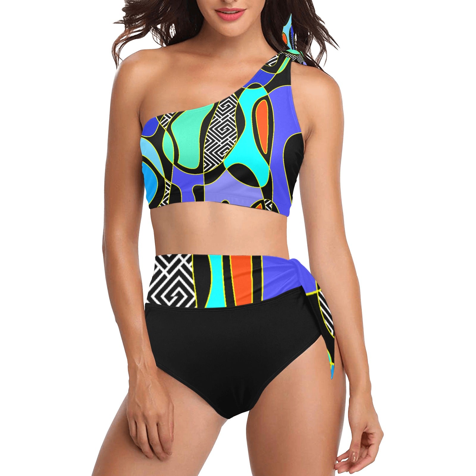 One Shoulder Tankini- Blu Desire