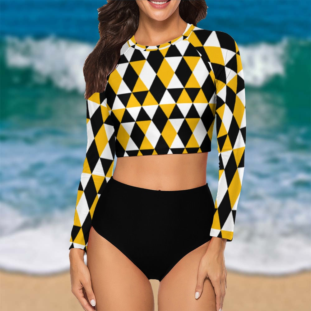 Long Sleeve Tankini- Lemon Drop-Pat Sutton Designs