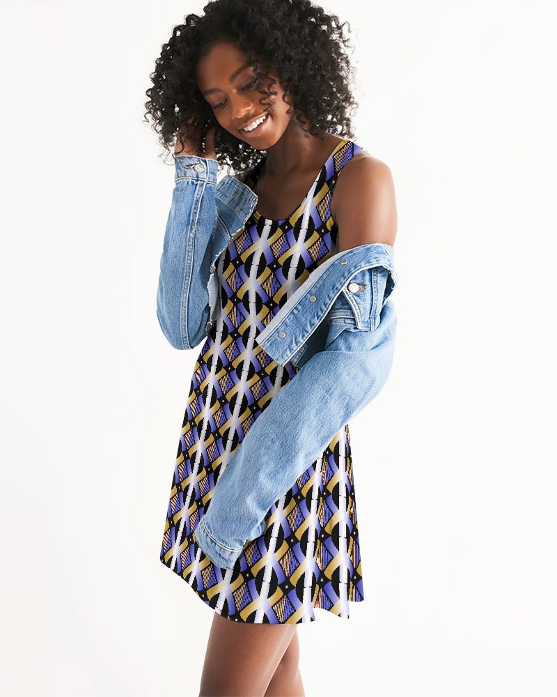 Racerback Dress- Out of the Blue | Pat Sutton Designs White base color / S Racerback Dress- Out of the Blue | Pat Sutton Designs White base color / S