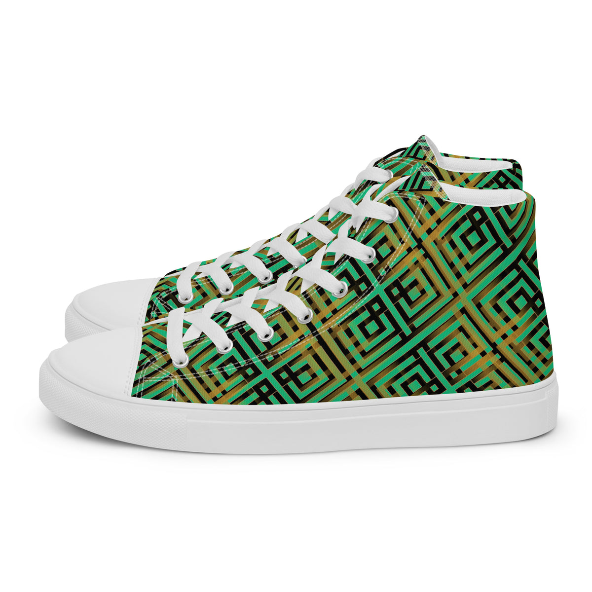 Men’s high top- Digital Weave Green-Pat Sutton Designs