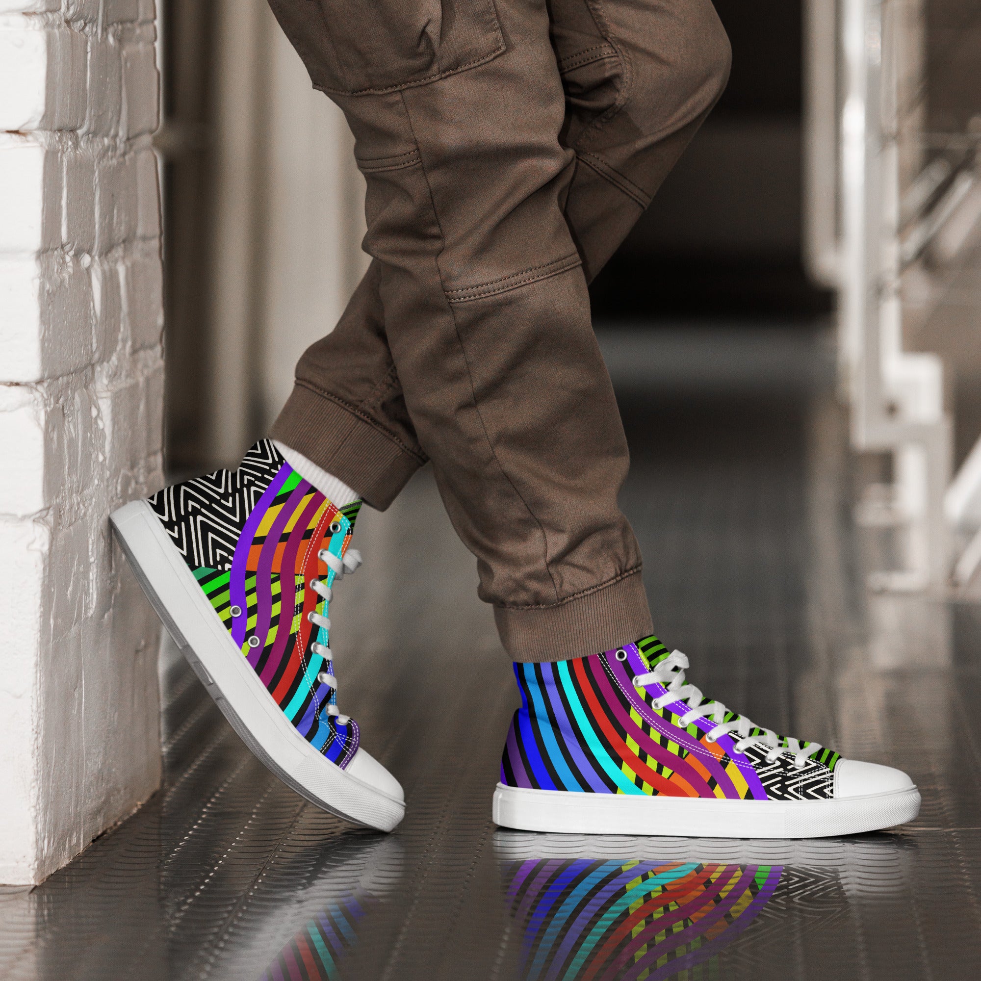 Men’s high top- Digital Butterfly (Variant)-Pat Sutton Designs
