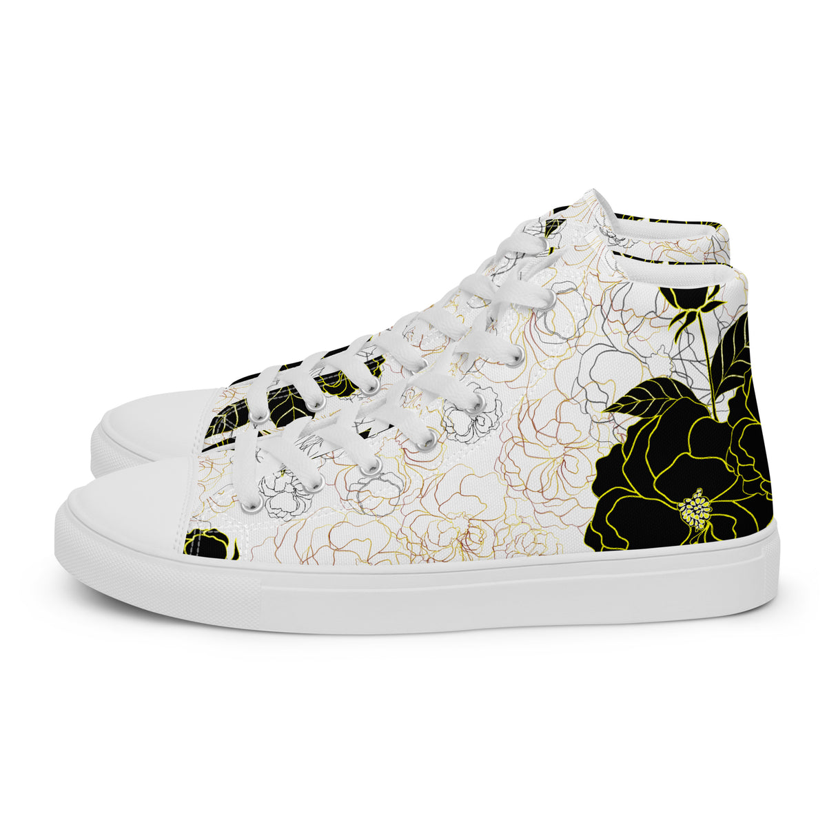 Women’s high tops- Black Peonies-Pat Sutton Designs