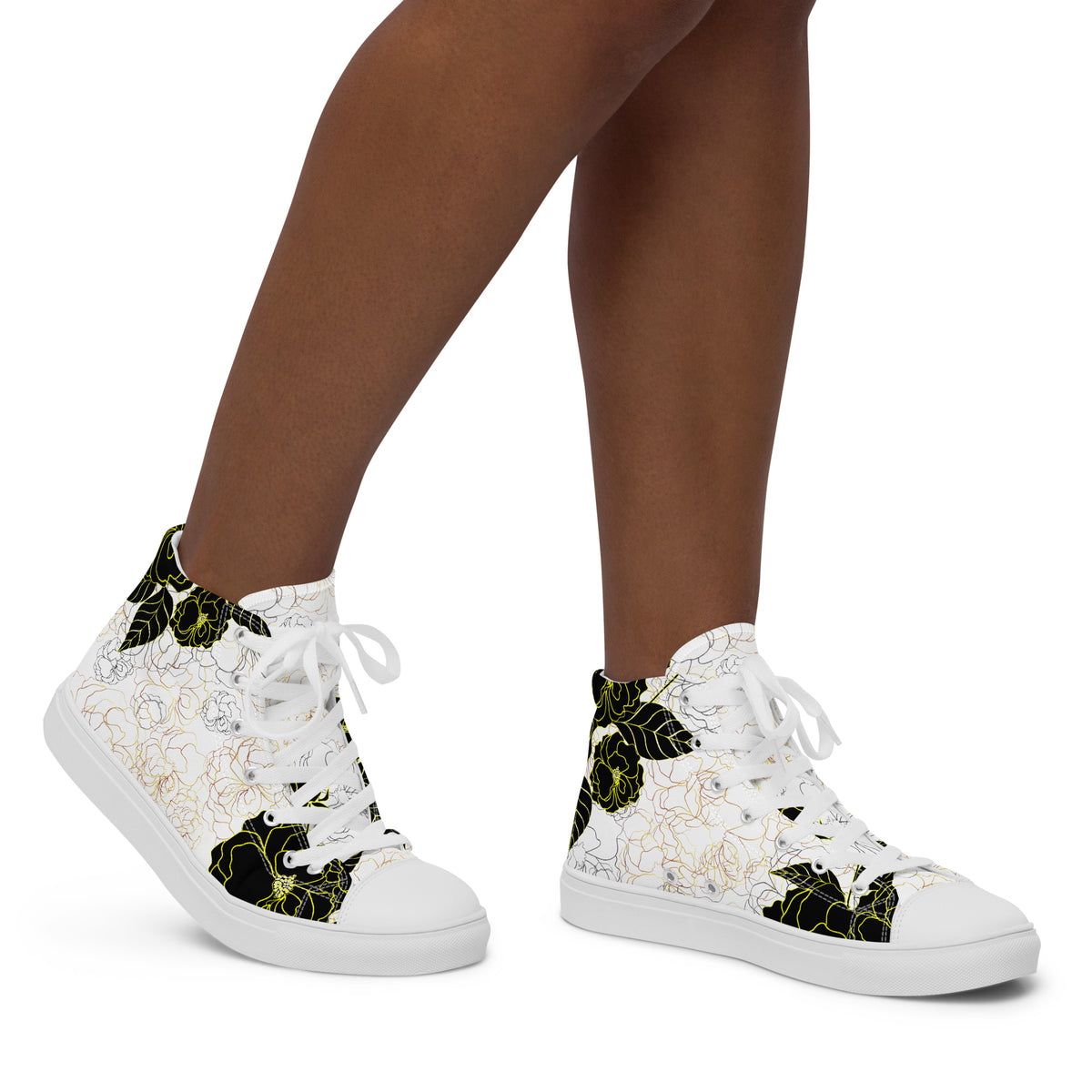 Women’s high tops- Black Peonies-Pat Sutton Designs
