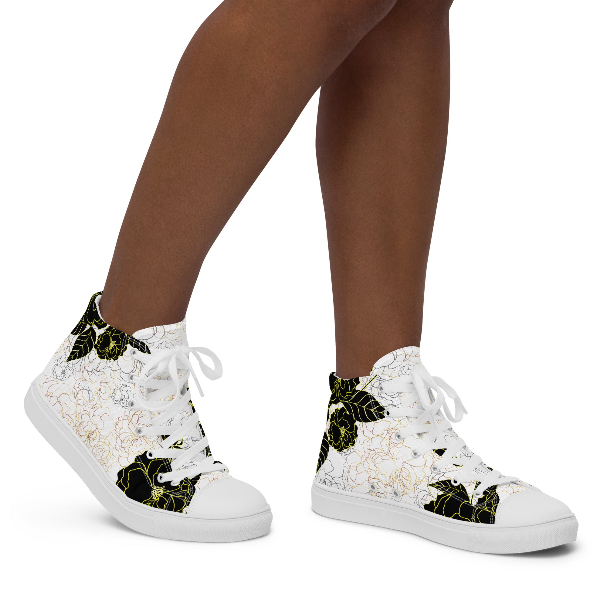 Women’s high tops- Black Peonies