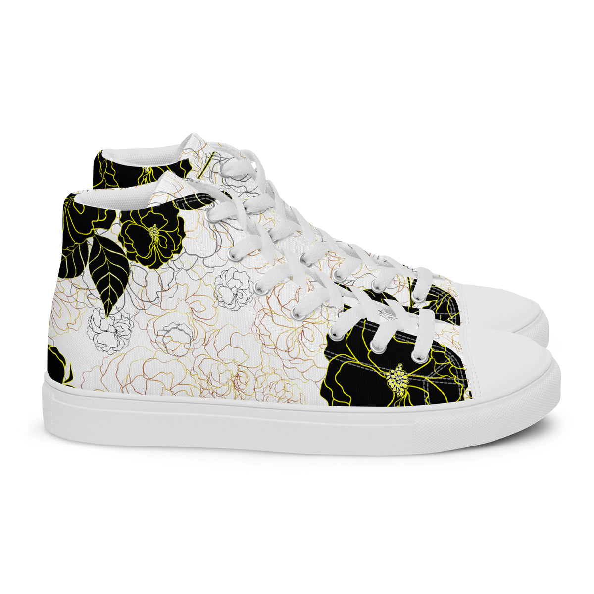 Women’s high tops- Black Peonies-Pat Sutton Designs