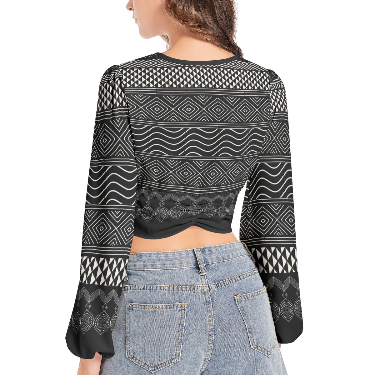 Lantern Sleeve Crop Top-Ornamental-Pat Sutton Designs