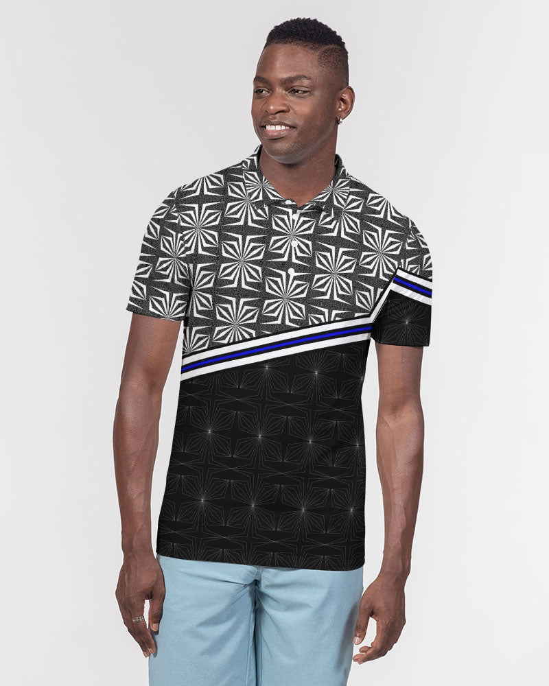 Men's Polo Shirt- White Spider-Pat Sutton Designs