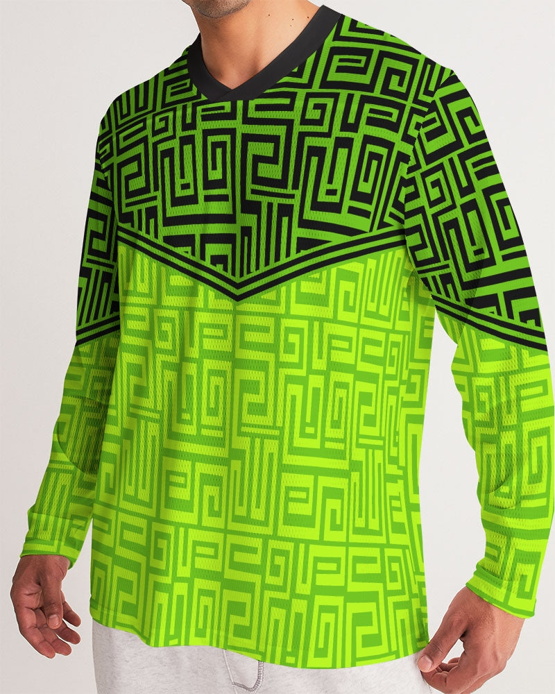 Men's Sports Jersey-Lime Maze-Pat Sutton Designs