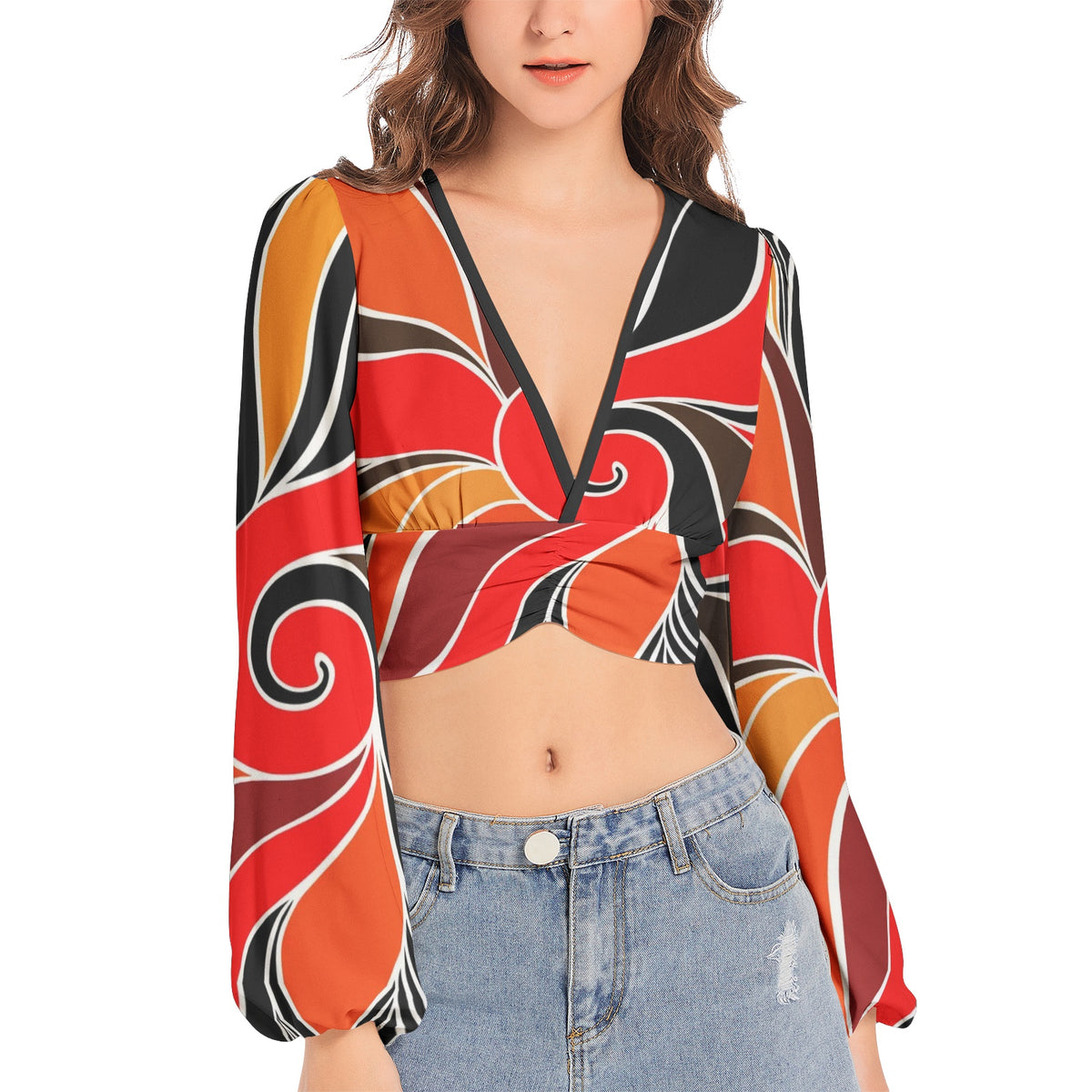 Lantern Sleeve Crop Top-Essence-Pat Sutton Designs