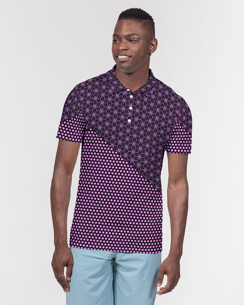 Men's Polo Shirt- Pink Star Power-Pat Sutton Designs