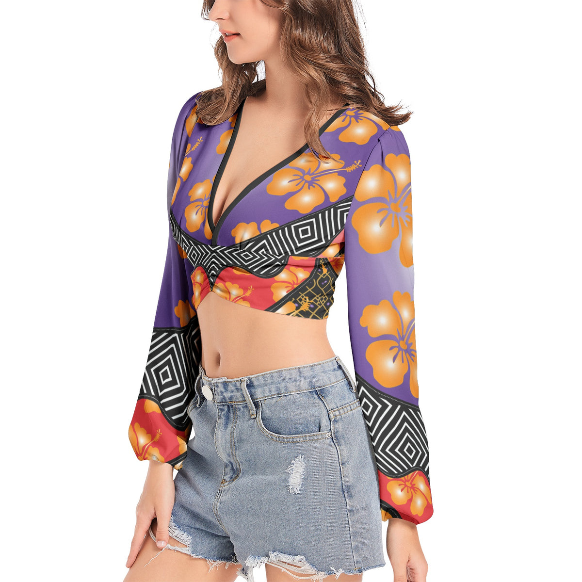 Lantern Sleeve Crop Top- Elite-Pat Sutton Designs