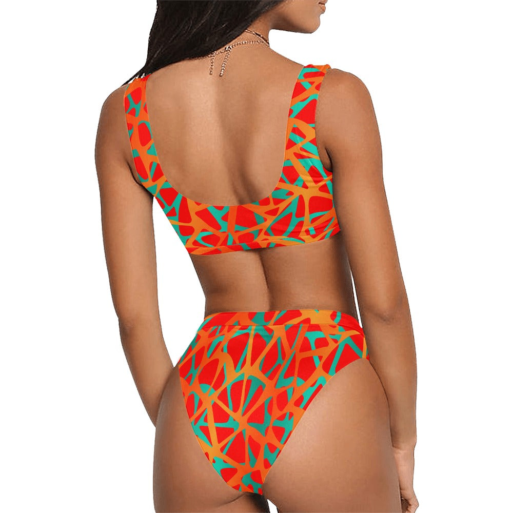 High-Waisted Bikini- Tangerine-Pat Sutton Designs