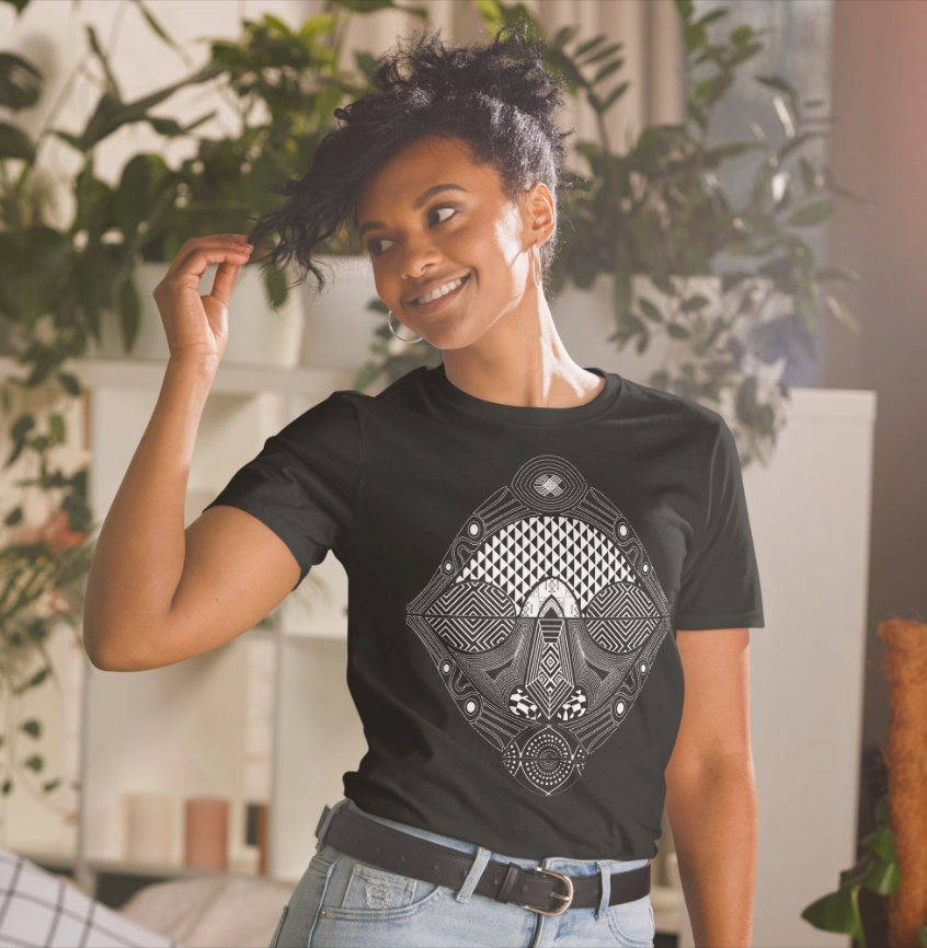 Unisex Art T-Shirt- Black & White-Pat Sutton Designs