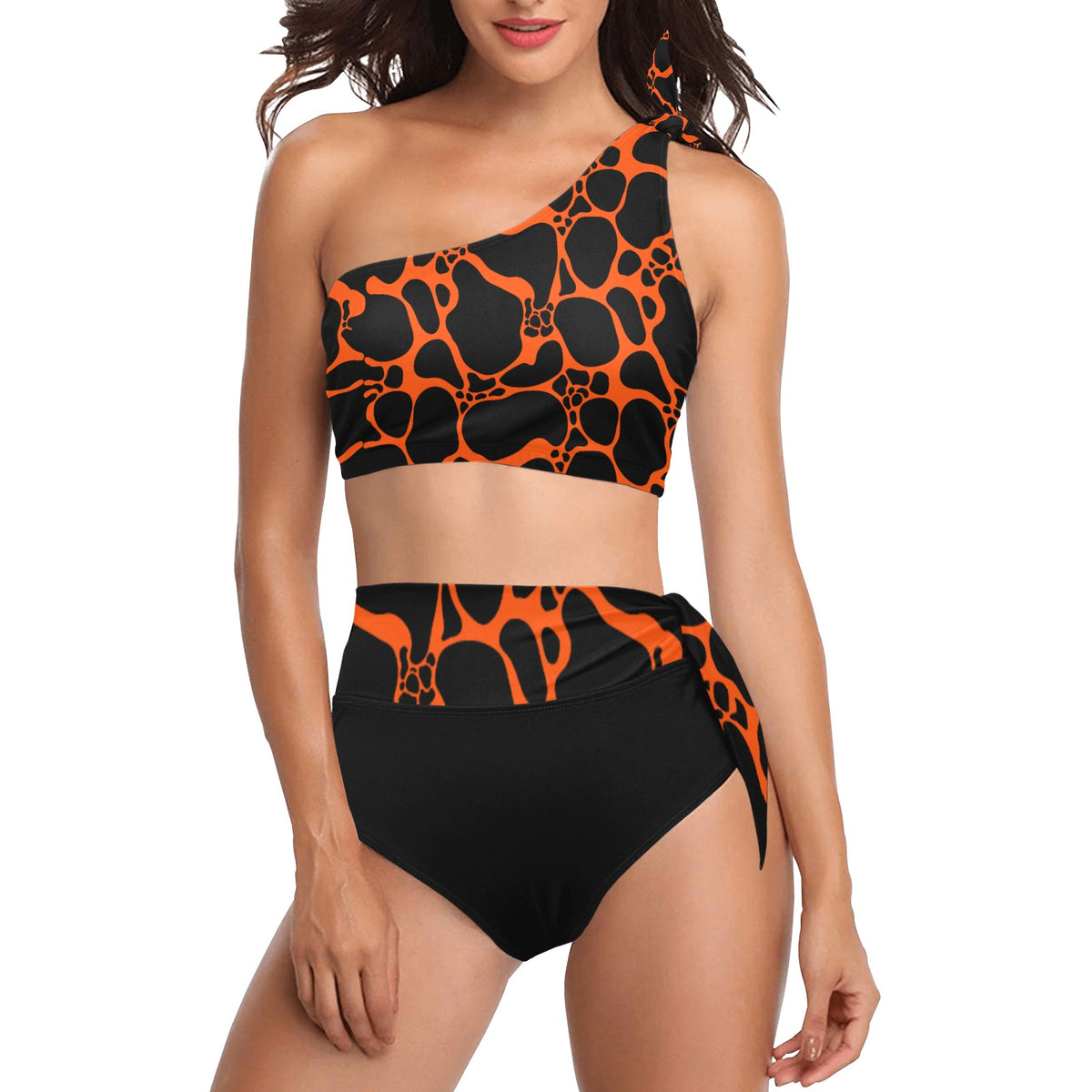 One Shoulder Tankini- Moroccan Red-Pat Sutton Designs
