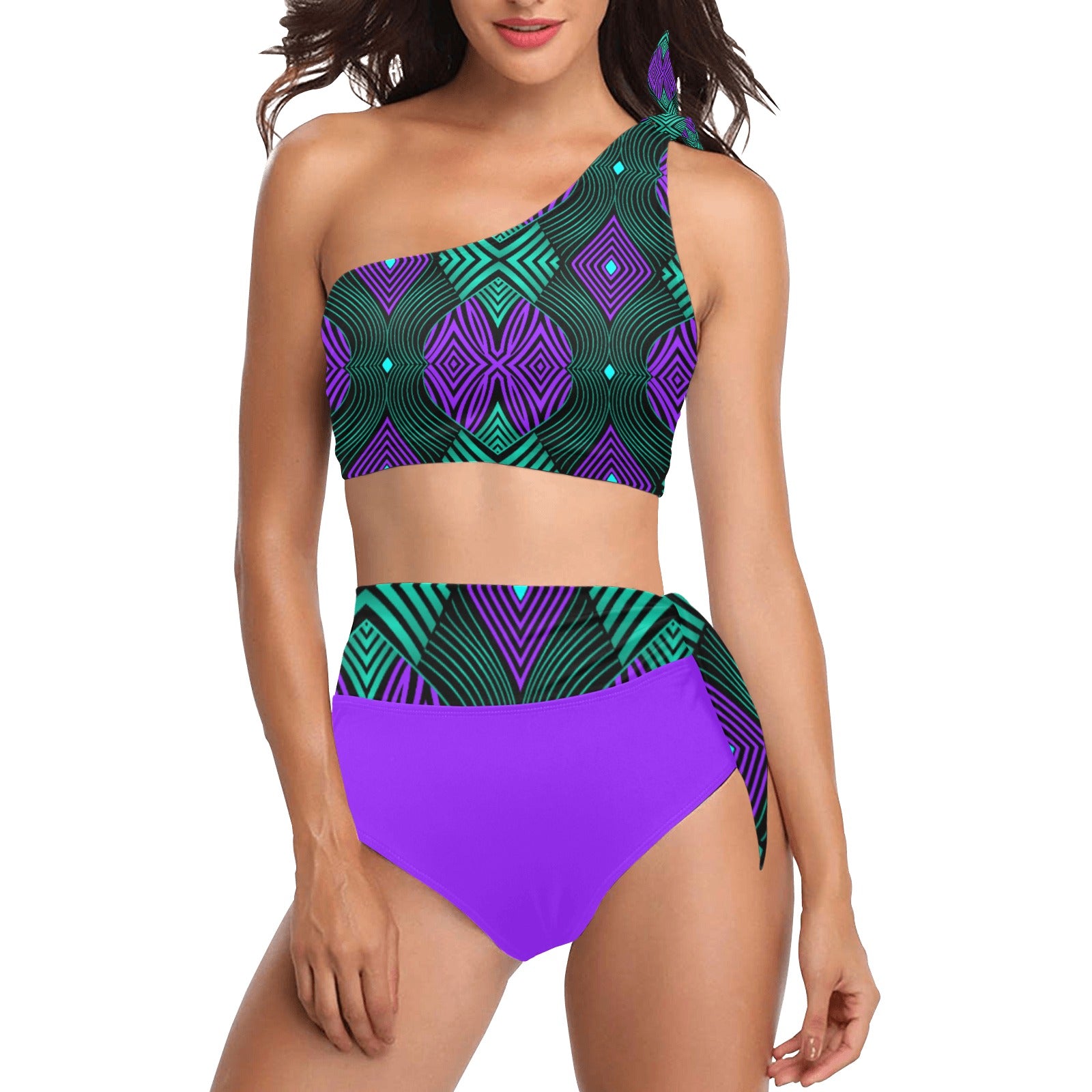 One Shoulder Tankini- Mermaid-Pat Sutton Designs