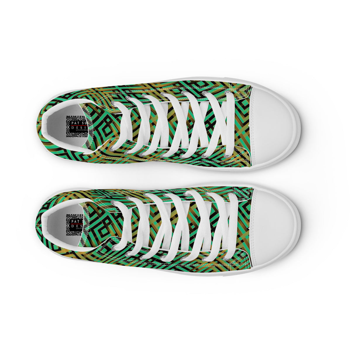 Men’s high top- Digital Weave Green-Pat Sutton Designs