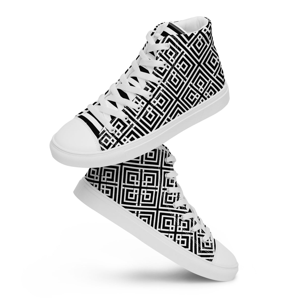 Men’s high top- Digital Weave B&W-Pat Sutton Designs
