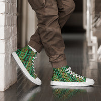 Men’s high top- Digital Weave Green-Pat Sutton Designs