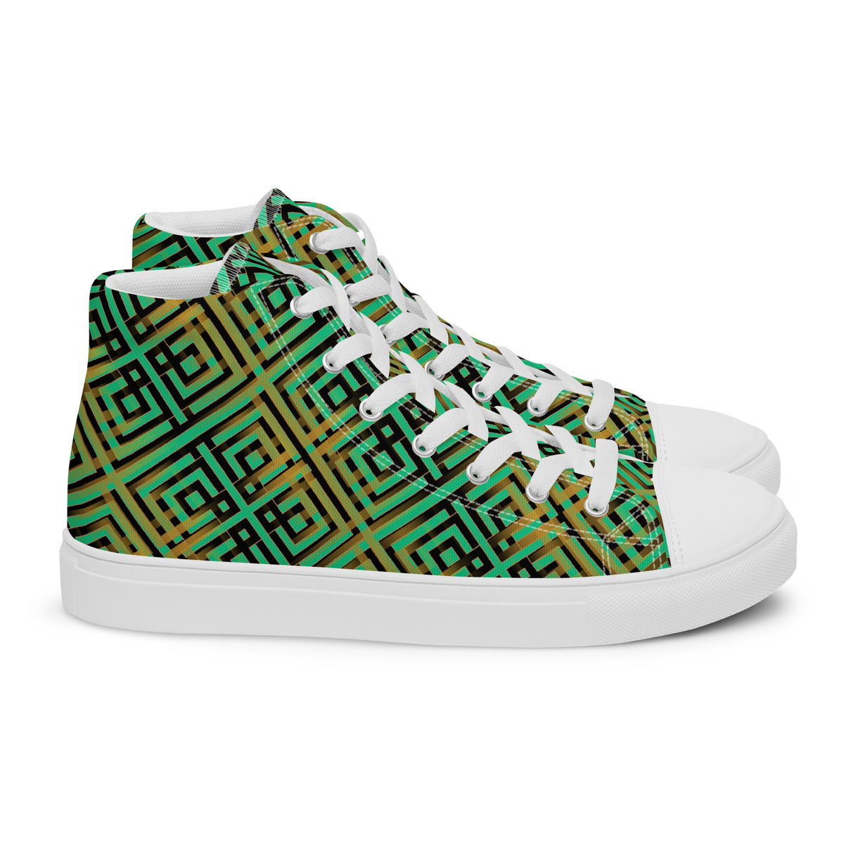 Men’s high top- Digital Weave Green-Pat Sutton Designs