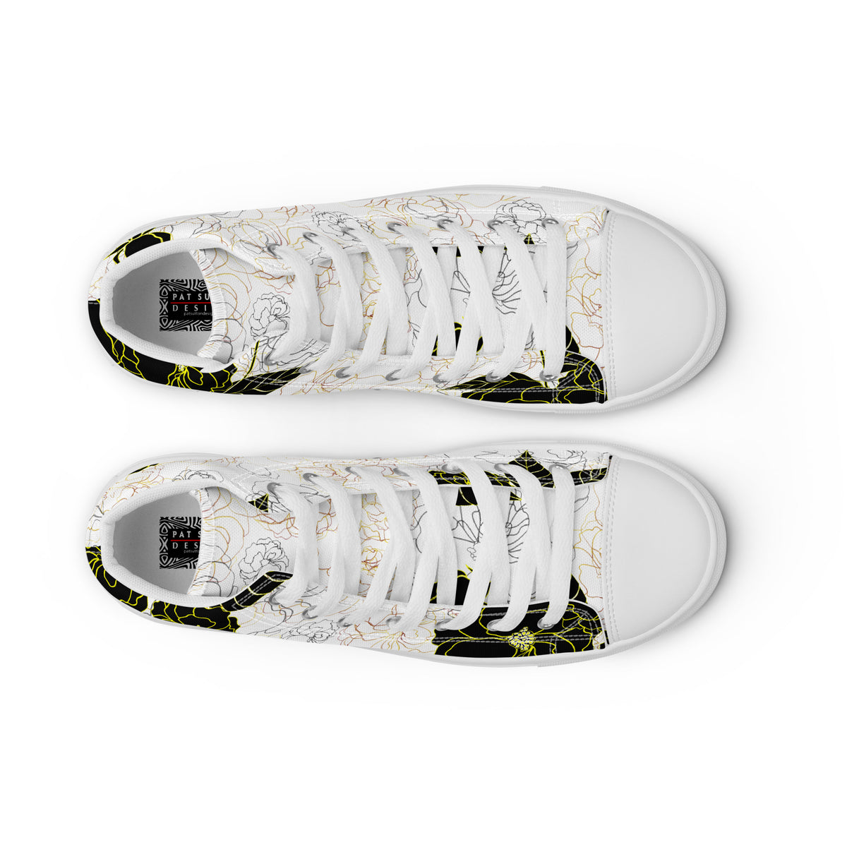 Women’s high tops- Black Peonies-Pat Sutton Designs