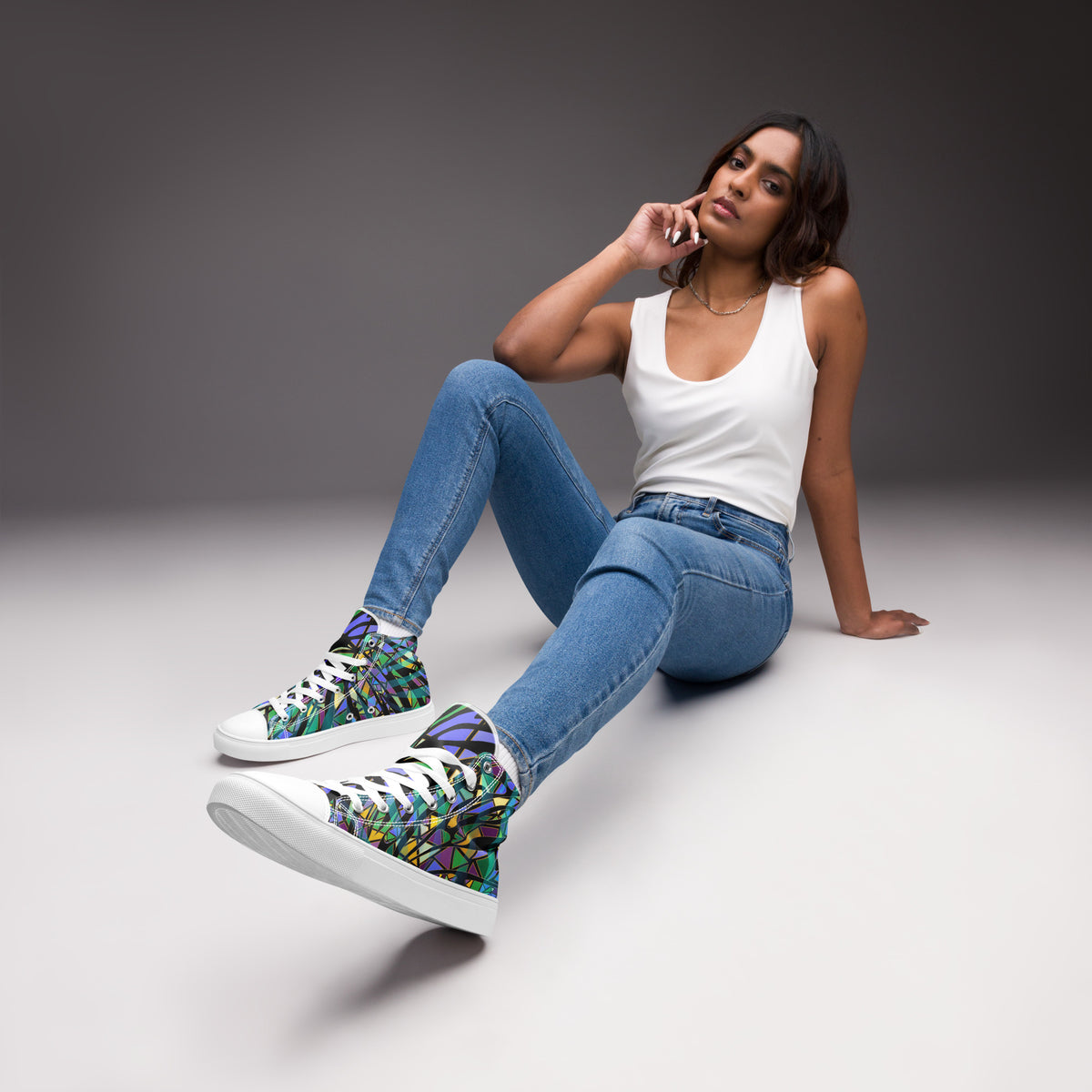 Women’s high tops-Digital Mosaic-Pat Sutton Designs