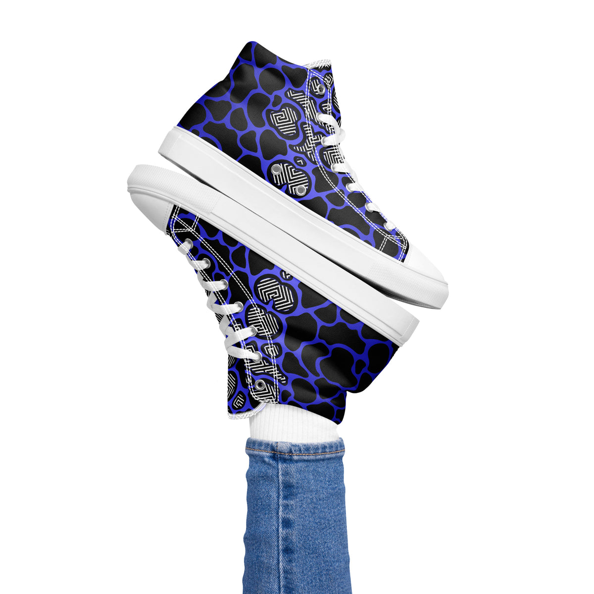 Women’s high tops- Royal Blue Cammo-Pat Sutton Designs
