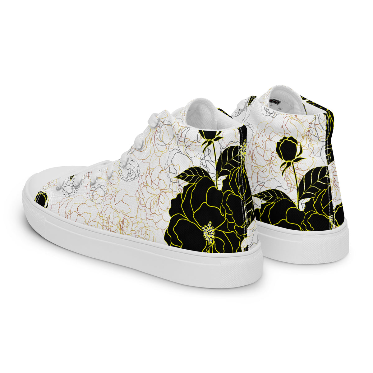 Women’s high tops- Black Peonies-Pat Sutton Designs