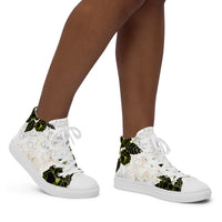 Women’s high tops- Black Peonies-Pat Sutton Designs