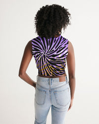 Women's Cropped Tank- Purple Tiger-Pat Sutton Designs