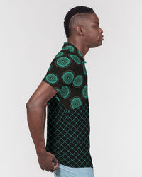 Men's Polo Shirt- Teal Love-Pat Sutton Designs