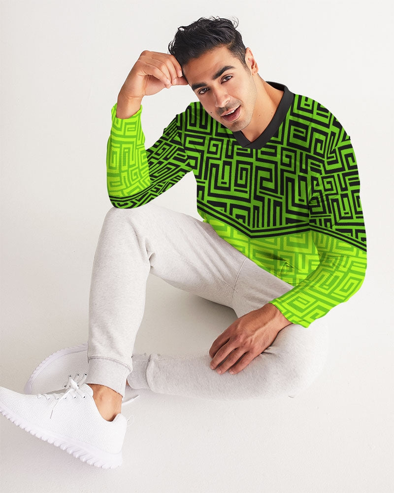 Men's Sports Jersey-Lime Maze-Pat Sutton Designs