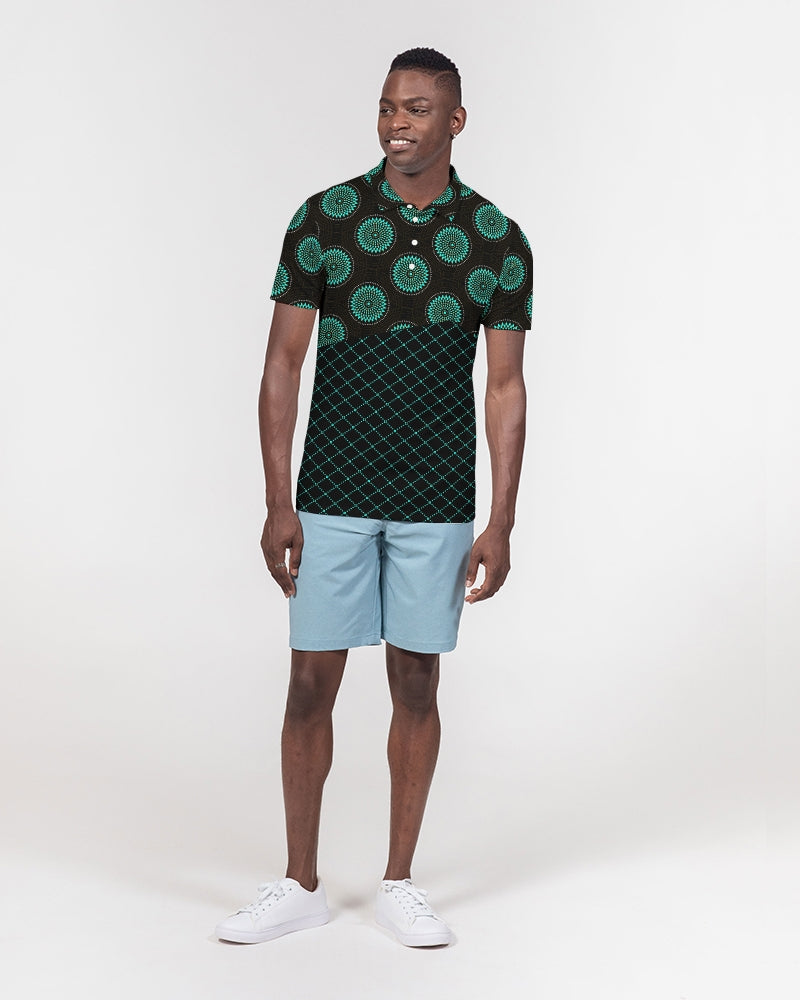 Men's Polo Shirt- Teal Love-Pat Sutton Designs
