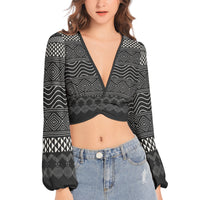 Lantern Sleeve Crop Top-Ornamental-Pat Sutton Designs