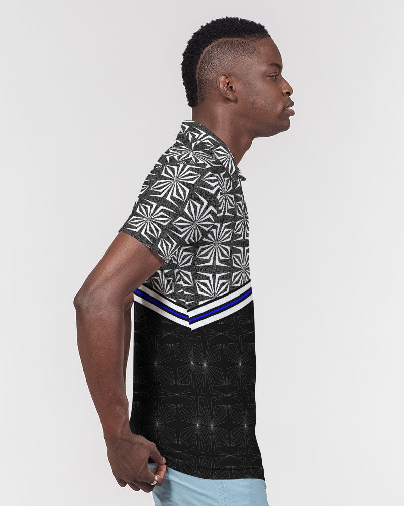 Men's Polo Shirt- White Spider-Pat Sutton Designs