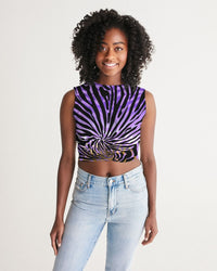 Women's Cropped Tank- Purple Tiger-Pat Sutton Designs