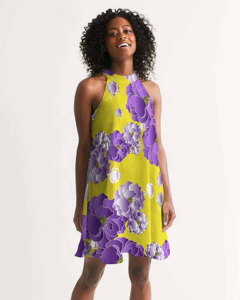 Women's Halter Dress- Lilac Gardenia