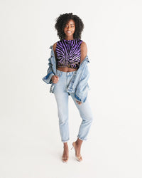 Women's Cropped Tank- Purple Tiger-Pat Sutton Designs