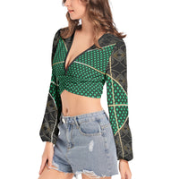 Lantern Sleeve Crop Top- Contrast-Pat Sutton Designs
