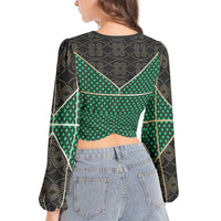 Lantern Sleeve Crop Top- Contrast-Pat Sutton Designs