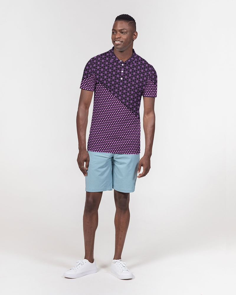 Men's Polo Shirt- Pink Star Power-Pat Sutton Designs