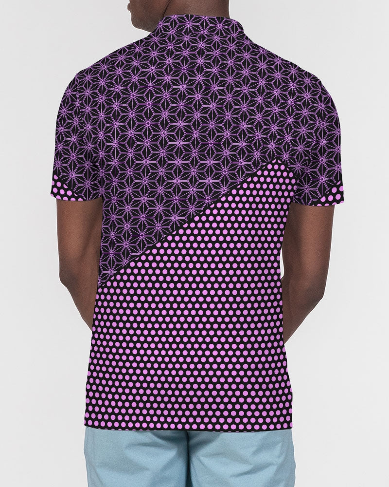 Men's Polo Shirt- Pink Star Power-Pat Sutton Designs