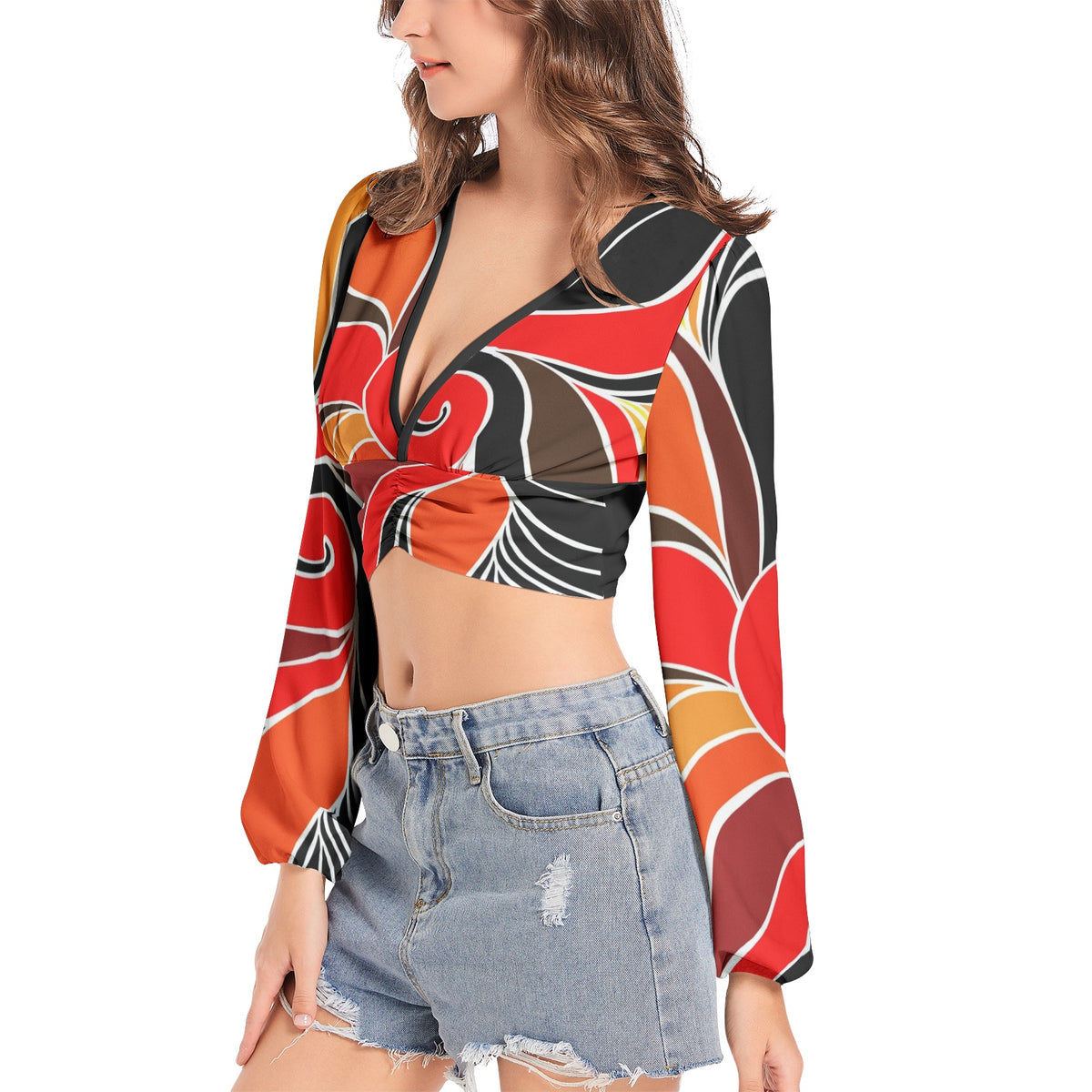 Lantern Sleeve Crop Top-Essence-Pat Sutton Designs
