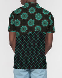 Men's Polo Shirt- Teal Love-Pat Sutton Designs