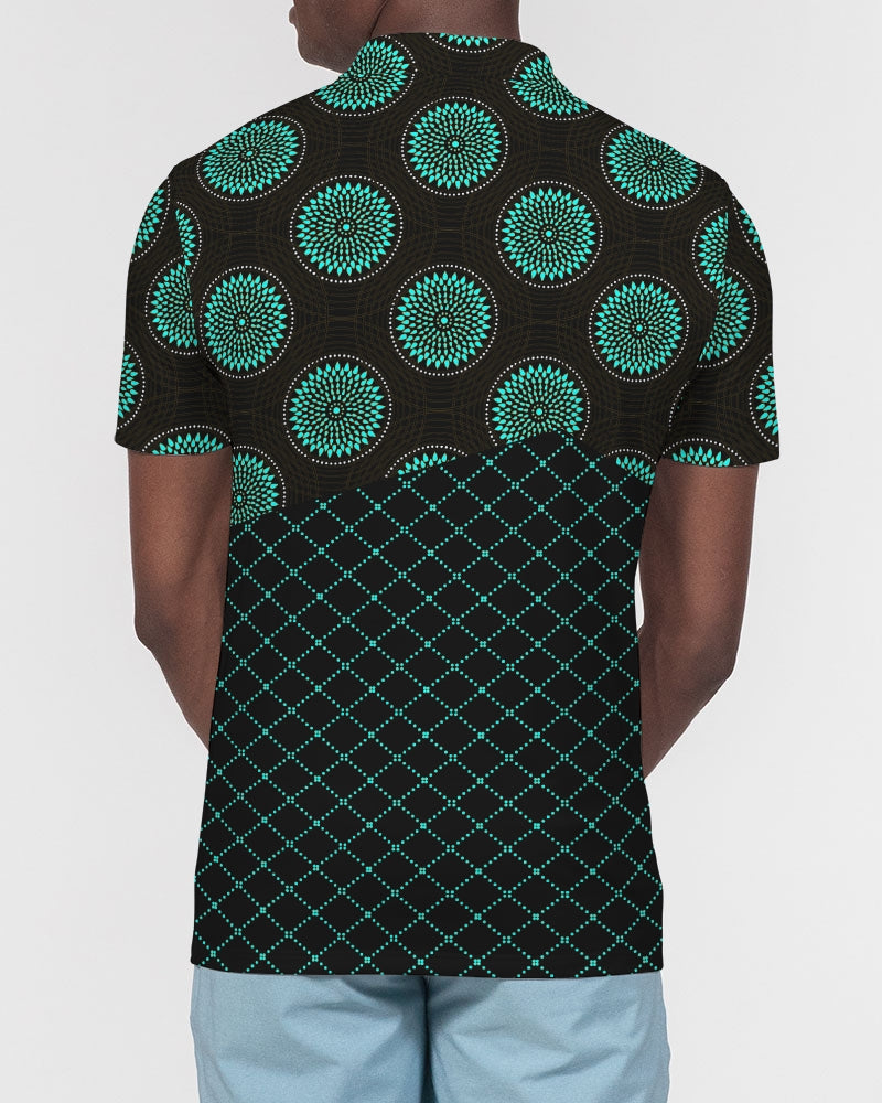 Men's Polo Shirt- Teal Love-Pat Sutton Designs